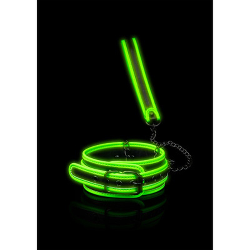 COLEIRA COM TRELA GLOW IN THE DARK OUCH!