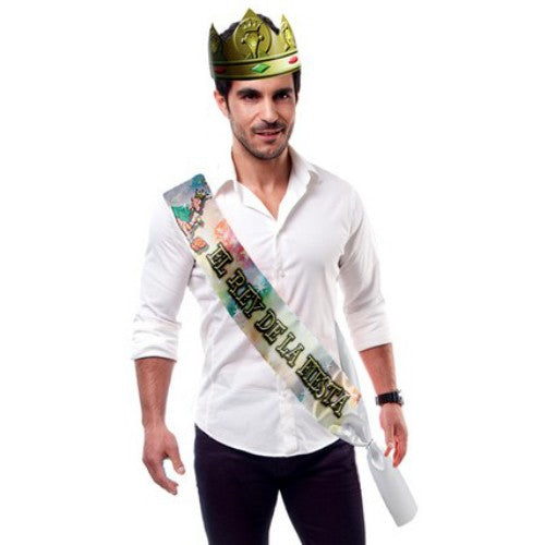 FAIXA E COROA ?O REI DA FESTA? EM ESPANHOL