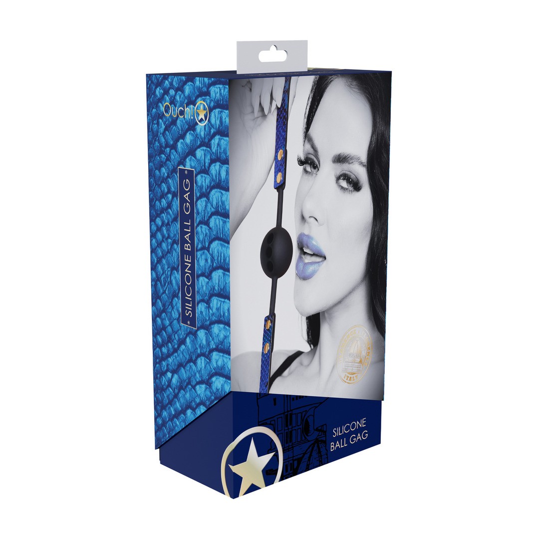 MORDAÇA DE SILICONE RESPIRÁVEL FLORENCE COLLECTION AZUL OUCH!