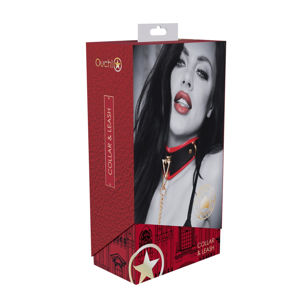 COLEIRA COM TRELA MILAN COLLECTION PRETO/VERMELHO OUCH!