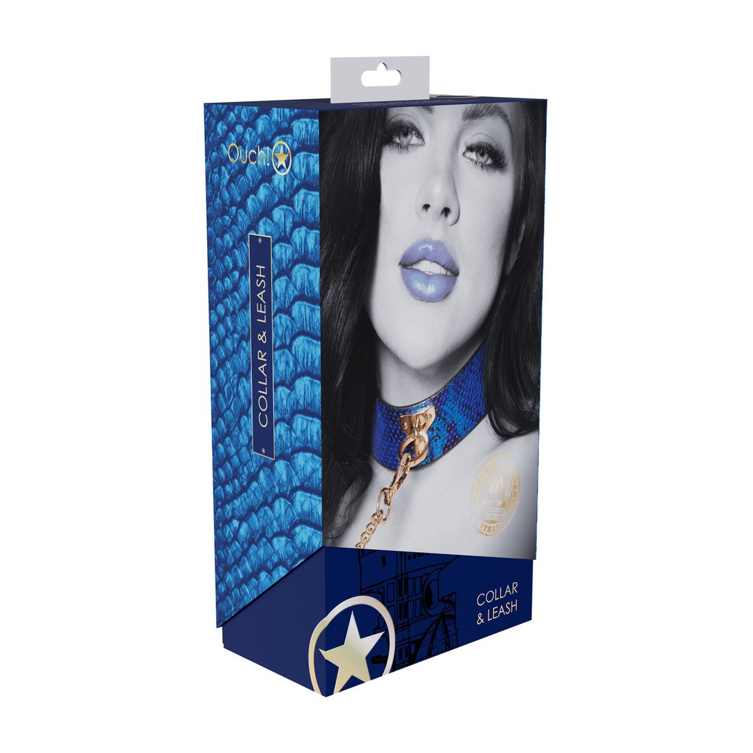 COLEIRA COM TRELA FLORENCE COLLECTION AZUL OUCH!