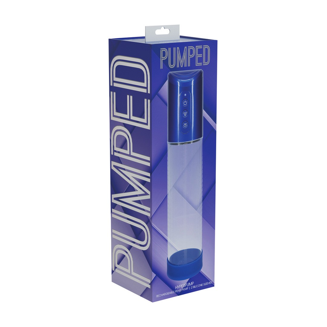 BOMBA RECARREGÁVEL PARA O PÉNIS HYPERPUMP METALLIC BLUE PUMPED