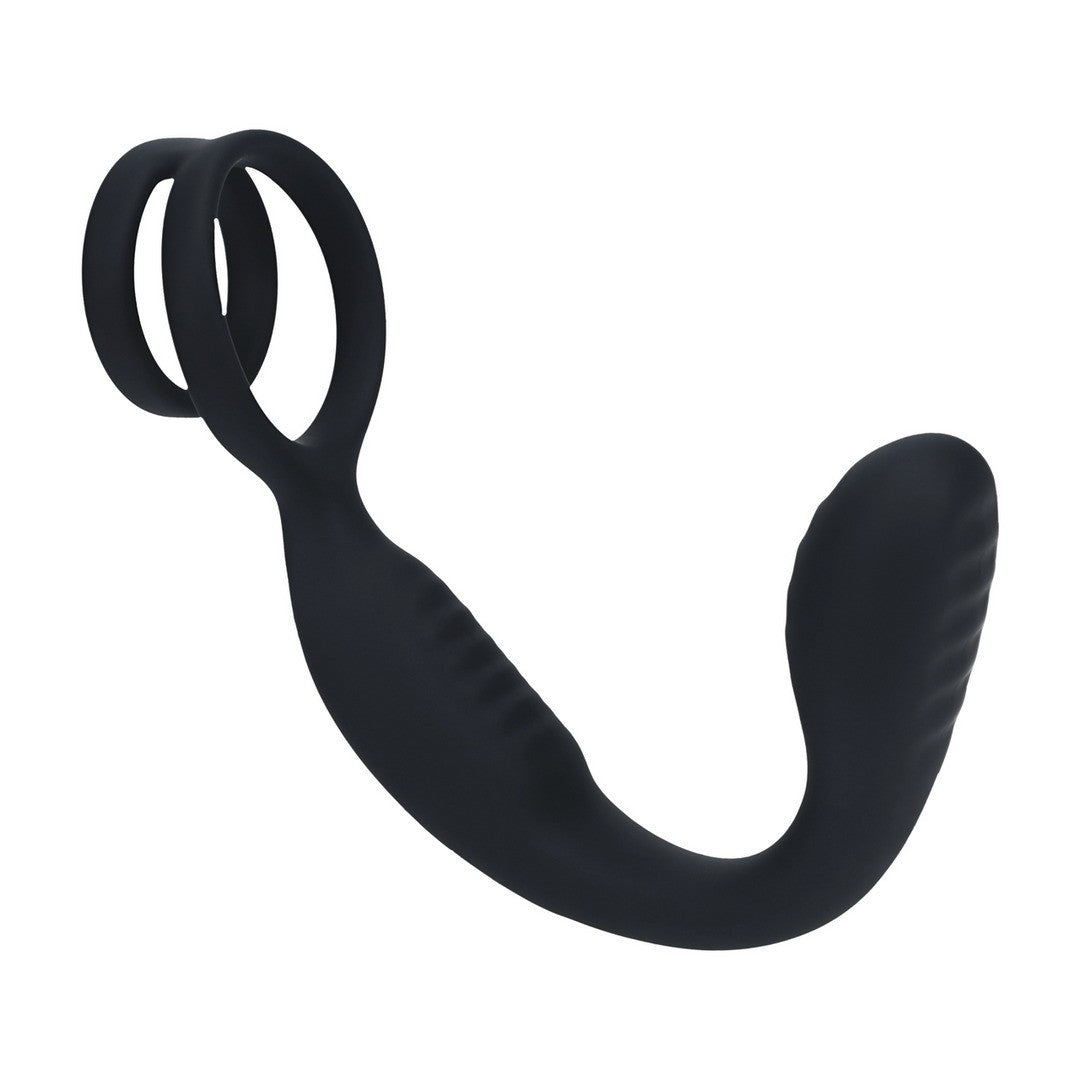 ESTIMULADOR DE PRÓSTATA COM VIBRAÇÃO E ANEL PARA O PÉNIS E TESTÍCULOS PRETO LEVELZ