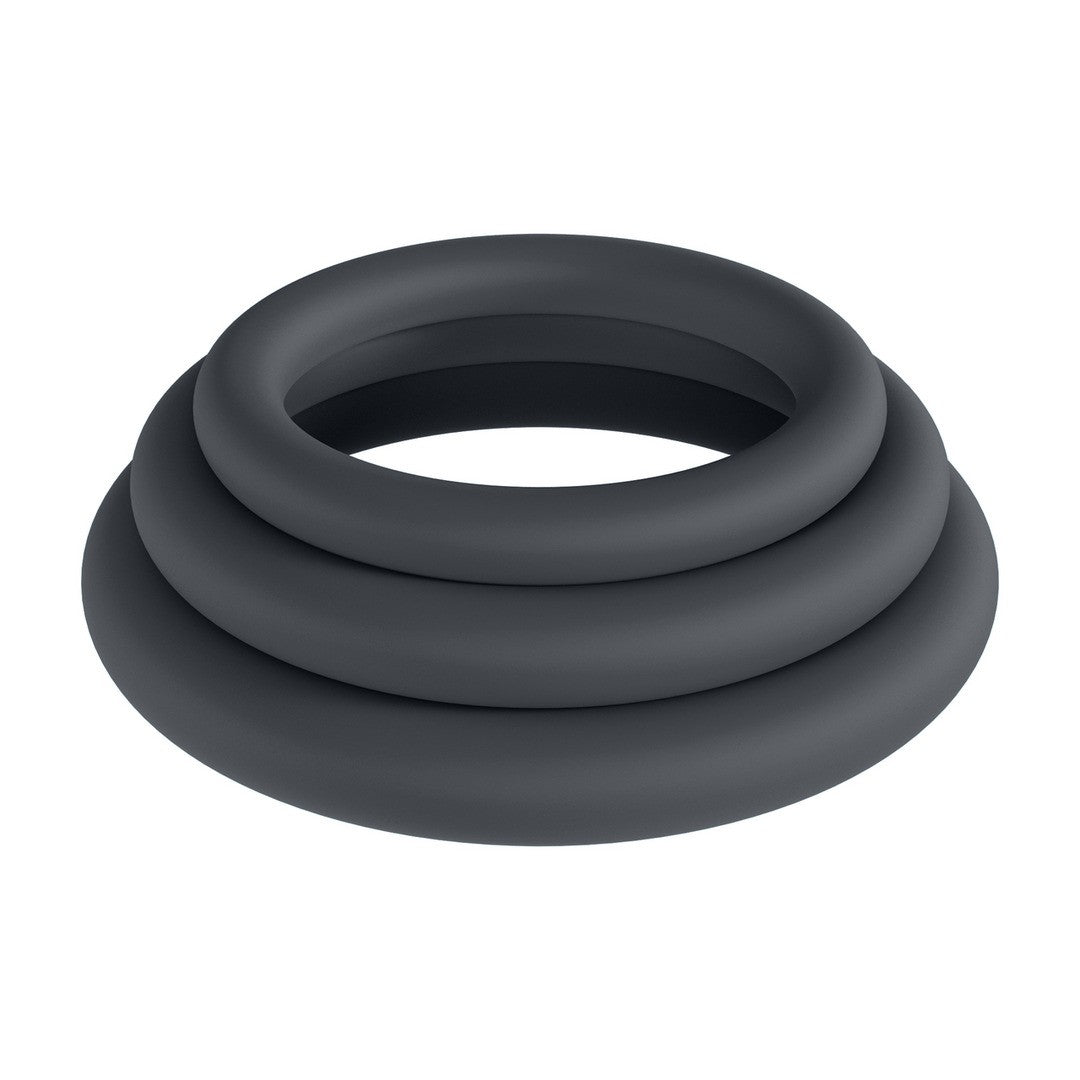 CONJUNTO DE 3 ANÉIS CLÁSSICOS PARA O PÉNIS L/XL/XXL PRETO LEVELZ