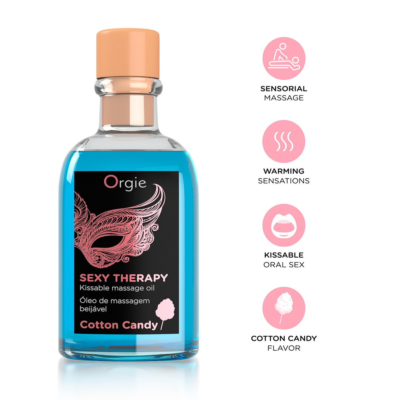KIT DE MASSAGEM LIPS SEXY THERAPY ALGODÃO DOCE 100ML ORGIE