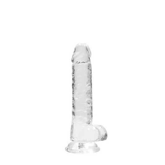 DILDO REALISTA COM TESTÍCULOS CRYSTAL CLEAR 7 /18 CM TRANSPARENTE REALROCK
