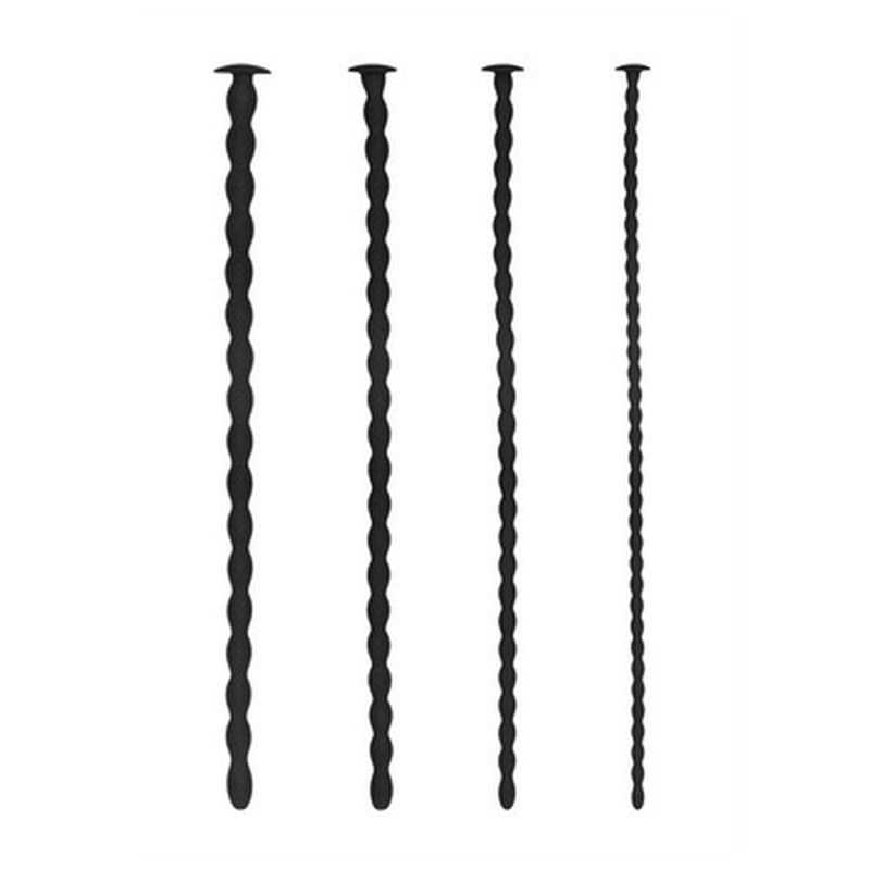 CONJUNTO DE SONDAS DE URETRA SILICONE SPIRAL SCREW PLUG SET ADVANCED PRETO OUCH!