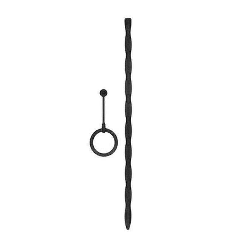CONJUNTO DE SONDA DE URETRA COM ANEL PENIANO DE SILICONE PRETO OUCH!