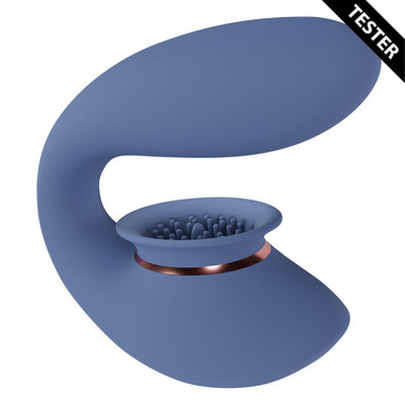 TESTER TWITCH 3 - VIBRADOR RECARREGÁVEL E SUCÇÃO - AZUL/CINZA