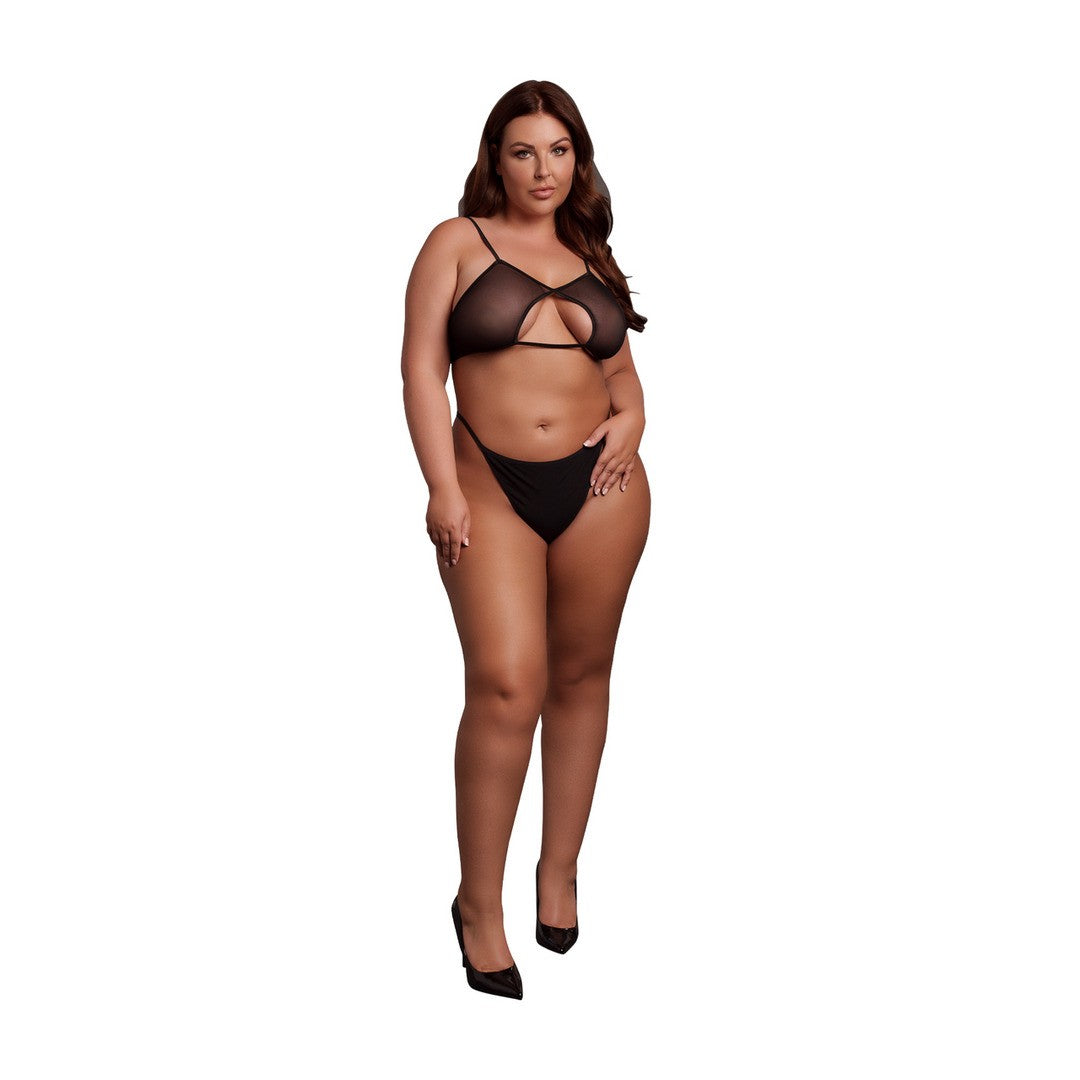 SUTIÃ KEYHOLE MESH PRETO TAMANHO QUEEN LE DÉSIR42 XL