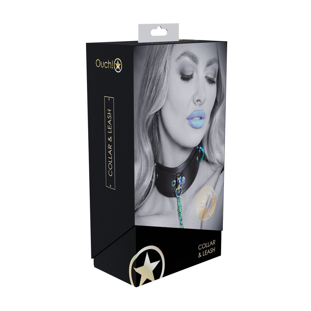COLEIRA COM TRELA VENICE COLLECTION PRETA OUCH!