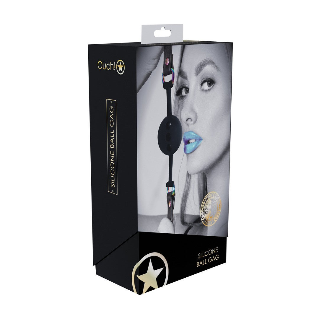 MORDAÇA DE SILICONE RESPIRÁVEL VENICE COLLECTION PRETO OUCH!
