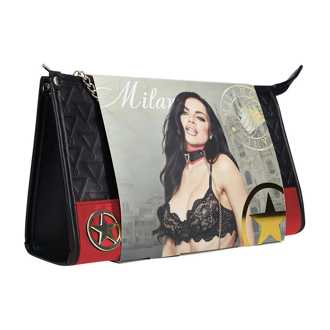 KIT COM BOLSA MILAN COLLECTION PRETO/VERMELHO OUCH!