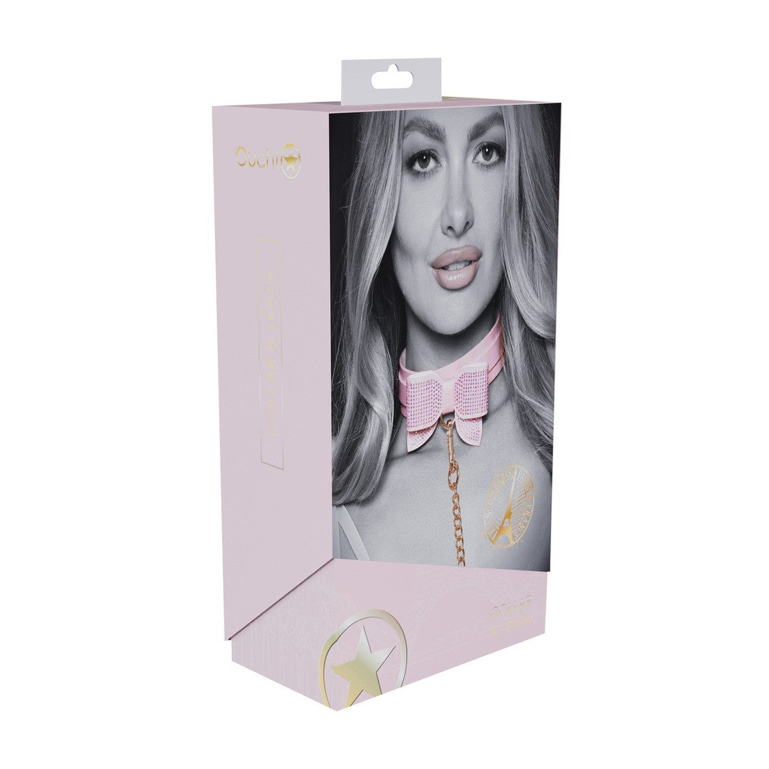 COLEIRA COM TRELA PARIS COLLECTION ROSA OUCH!