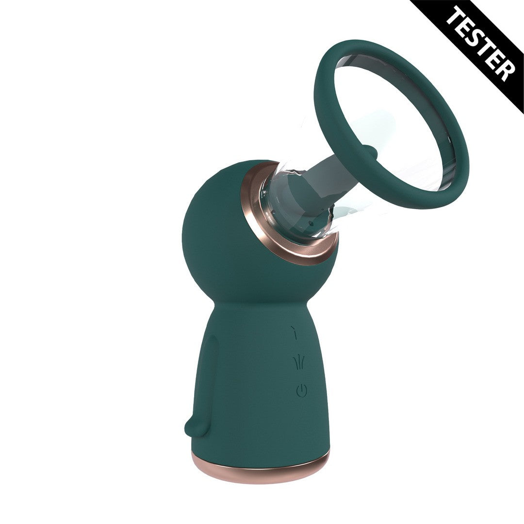 TESTER BOMBA RECARREGÁVEL PARA VULVA E SEIOS EXQUISITE FOREST GREEN PUMPED