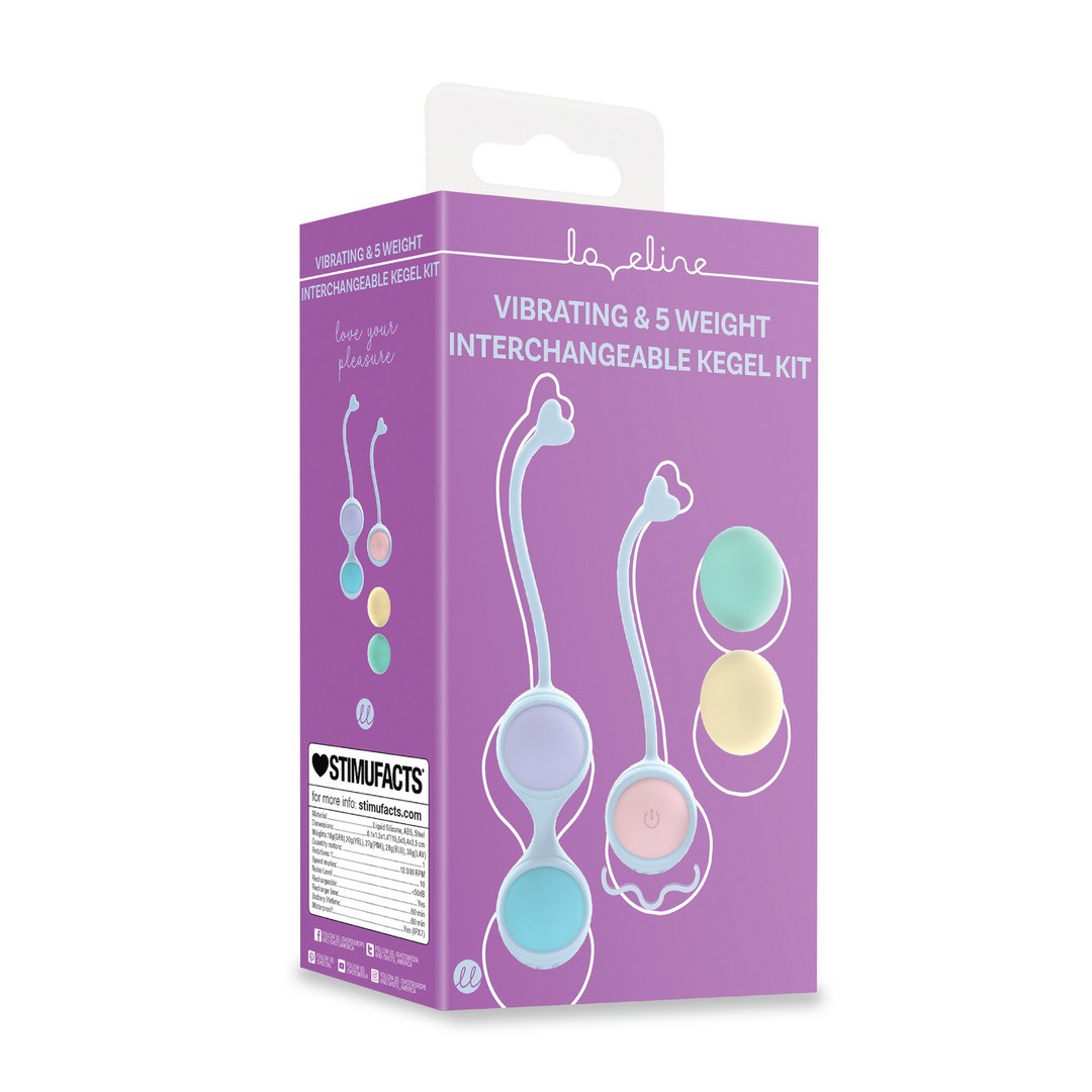 BOLAS VAGINAIS VIBRATÓRIAS COM COMANDO E 5 PESOS INTERCAMBIÁVEIS KEGEL KIT ROXO LOVELINE