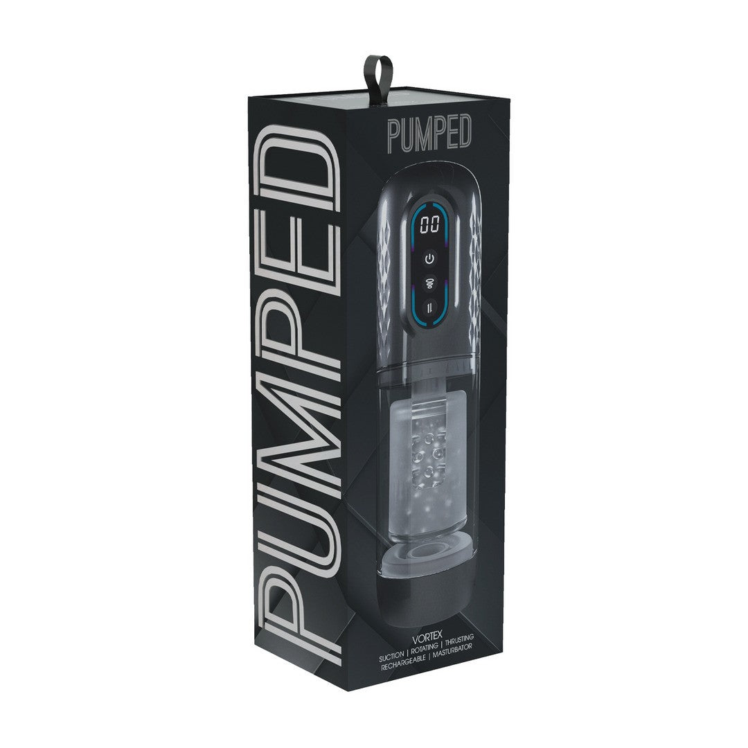 MASTURBADOR VIBRATÓRIO COM SUCÇÃO E IMPULSO VORTEX GUN METAL PUMPED