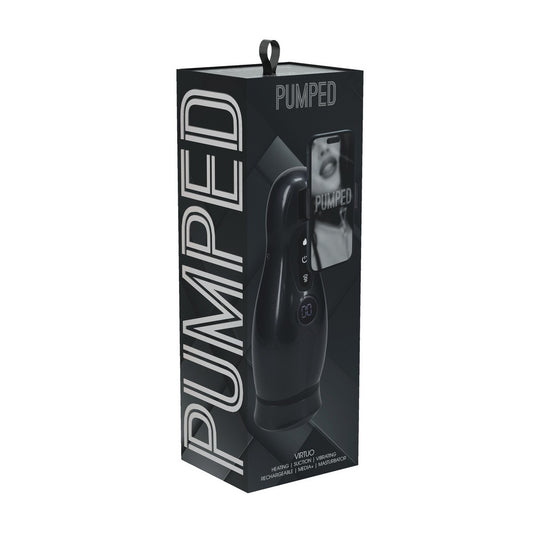 MASTURBADOR VIBRATÓRIO COM SUCÇÃO E SUPORTE DE TELEFONE VIRTUO GUN METAL PUMPED