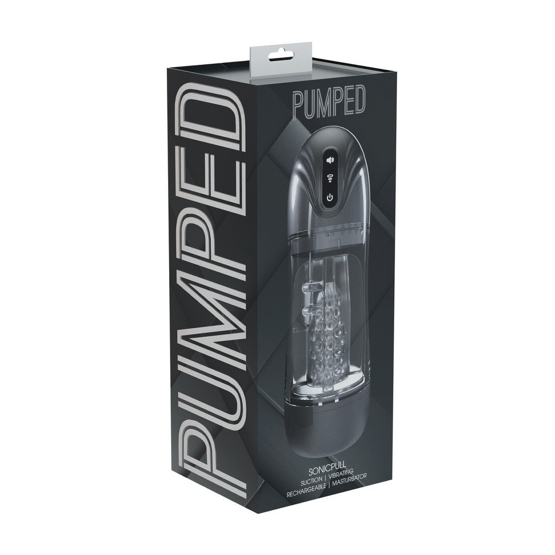 BOMBA DE MASTURBAÇÃO COM SUCÇÃO E VIBRAÇÃO SONICPULL MULTIMEDIA ENHANCED GUN METAL PUMPED