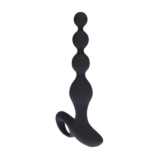 PLUG ANAL VIBRATÓRIO DE SILICONE COM PÉROLAS E COMANDO REMOTO PRETO LEVELZ