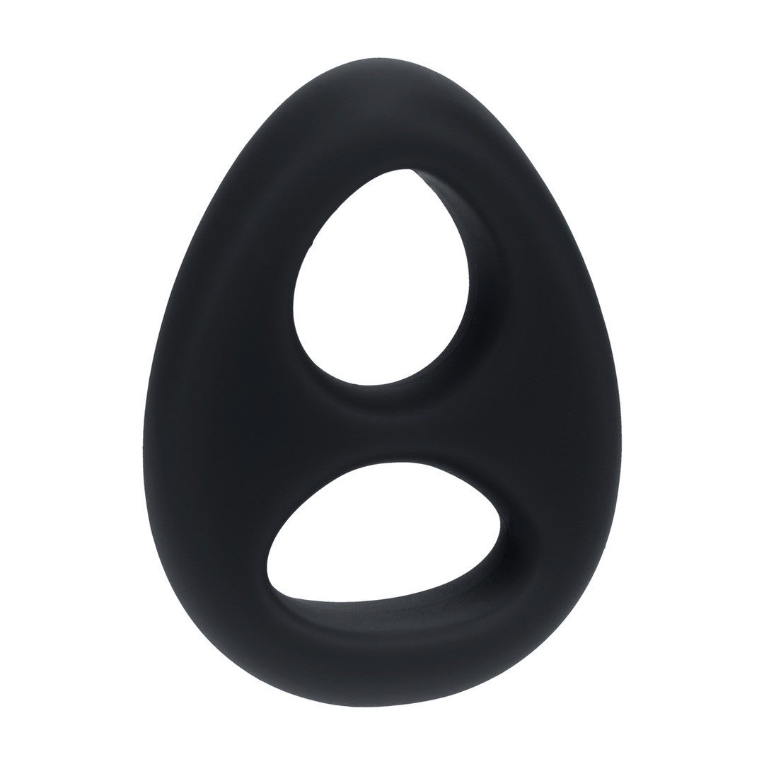 ANEL DUPLO PARA O PÉNIS E TESTÍCULOS EM SILICONE LÍQUIDO PRETO LEVELZ