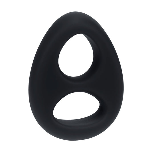 ANEL DUPLO PARA O PÉNIS E TESTÍCULOS EM SILICONE LÍQUIDO PRETO LEVELZ