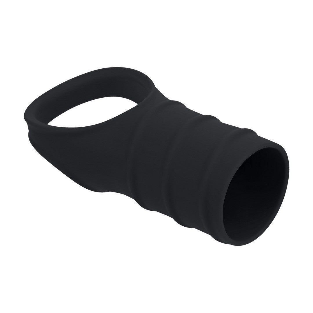 ANEL PARA O PÉNIS EM SILICONE COM MANGA ESTRIADA PRETO LEVELZ