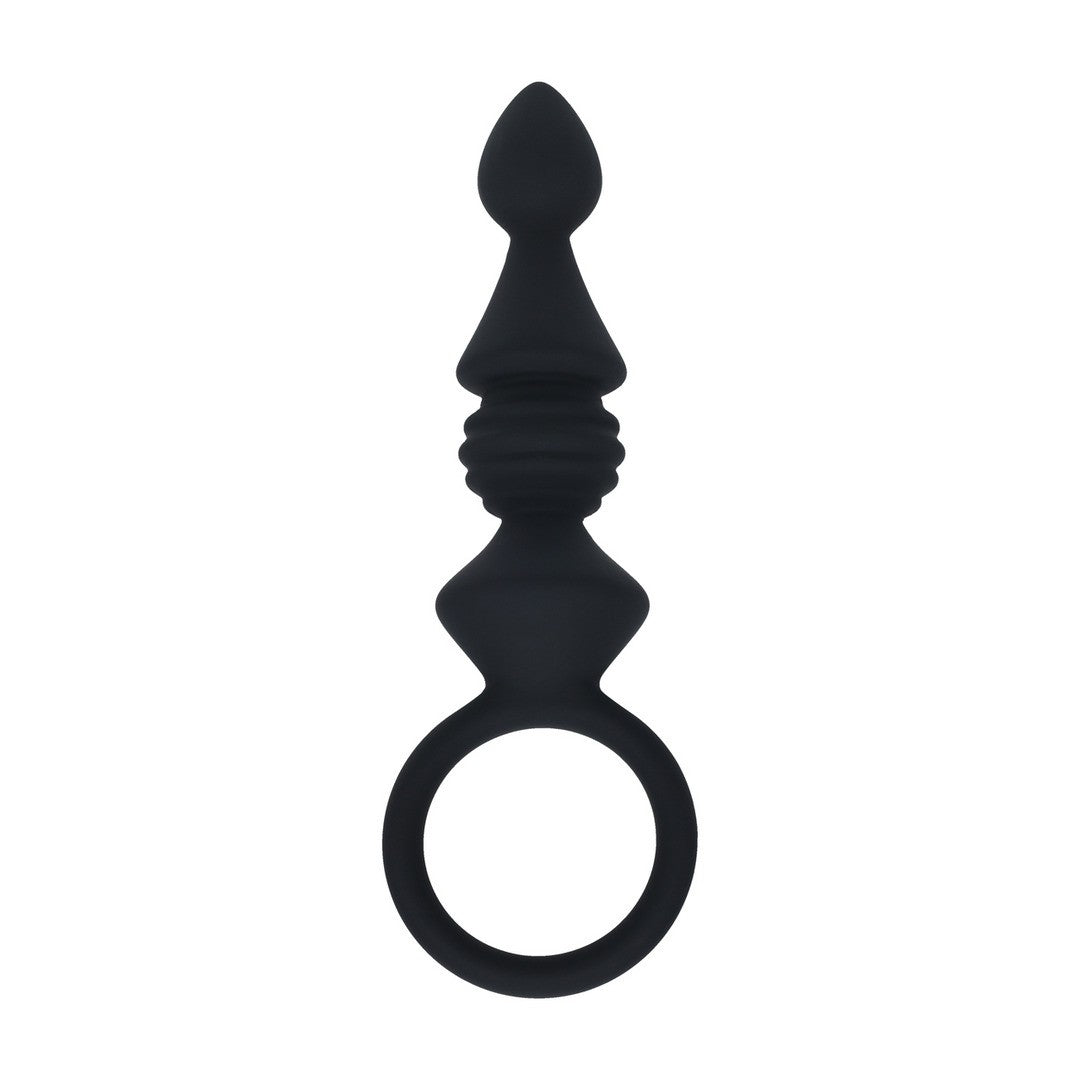 SONDA ANAL EM SILICONE COM ESTRIAS COM ASA PRETO LEVELZ
