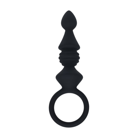 SONDA ANAL EM SILICONE COM ESTRIAS COM ASA PRETO LEVELZ
