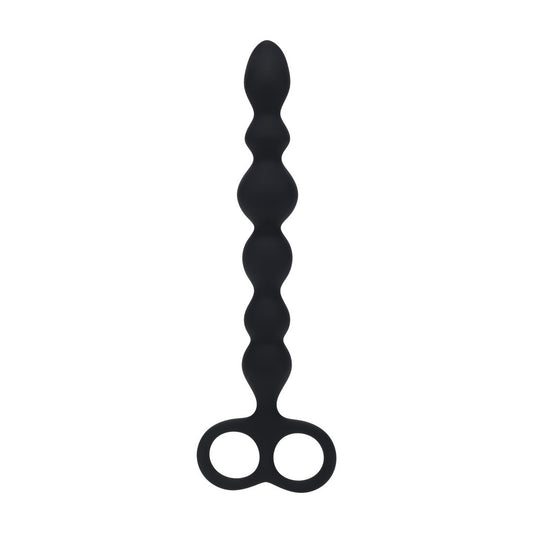 SONDA ANAL COM PÉROLAS EM FORMA DE COBRA E LAÇO PRETO LEVELZ