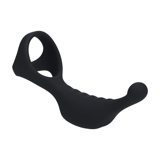 ESTIMULADOR DE PRÓSTATA VIBRATÓRIO EM SILICONE COM ANEL PARA O PÉNIS TRI O PRETO LEVELZ