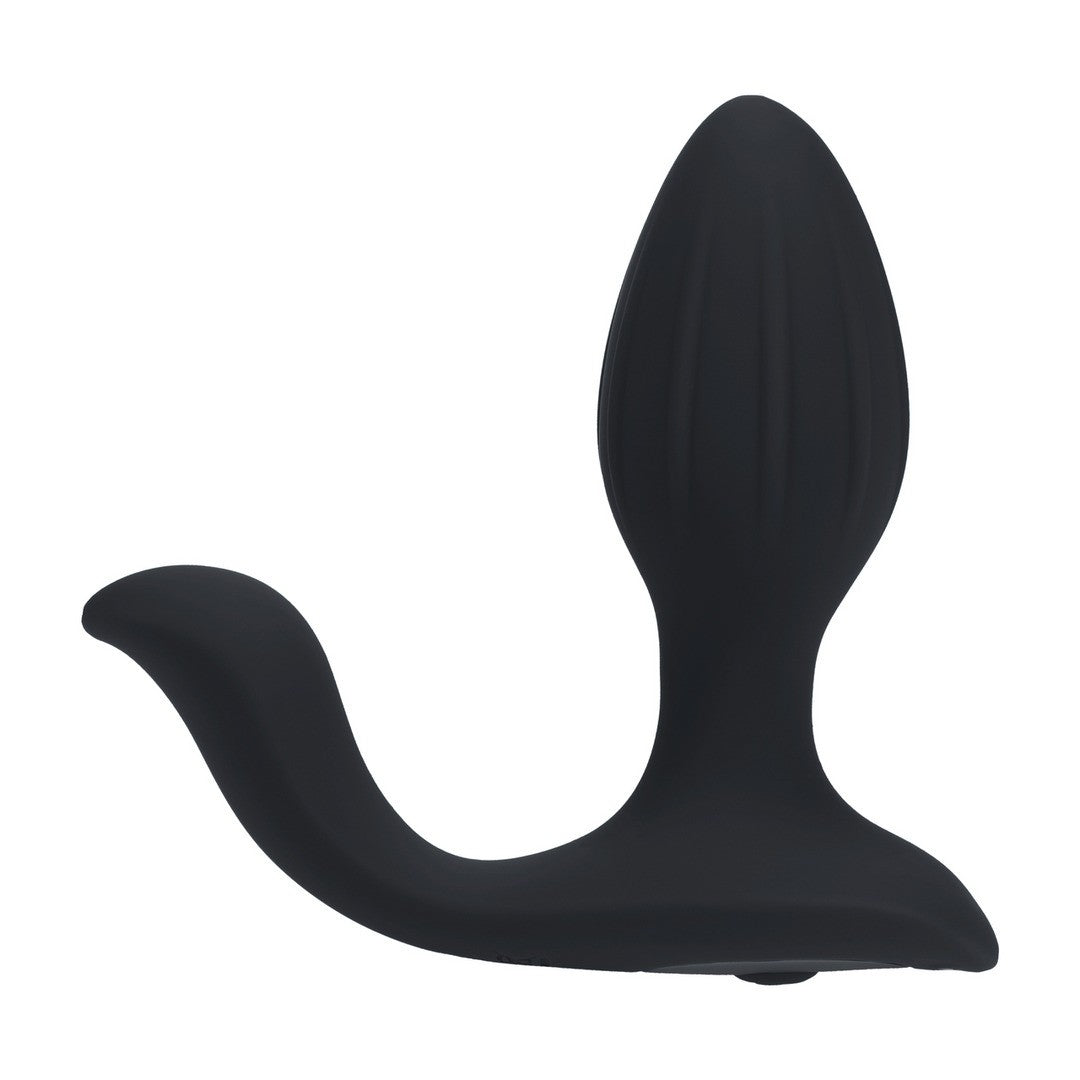 PLUG ANAL VIBRATÓRIO EM SILICONE COM ROTAÇÃO E ESTIMULADOR DE TESTÍCULOS PRETO LEVELZ