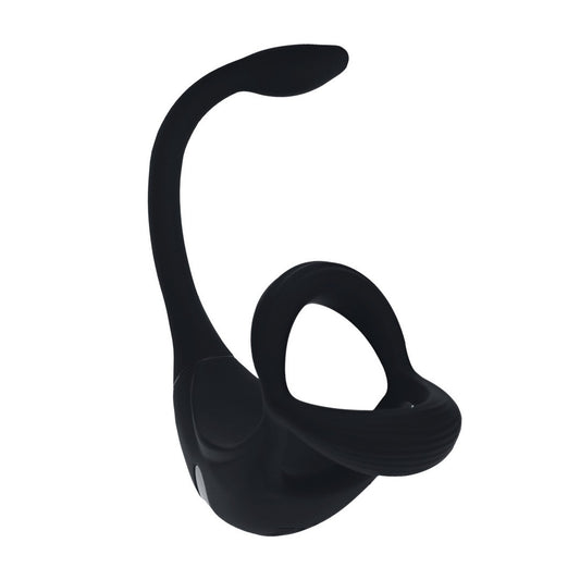 ANEL PARA O PENIS TRI O VIBRATÓRIO DE SILICONE COM COMANDO REMOTO E ESTIMULADOR PRETO LEVELZ