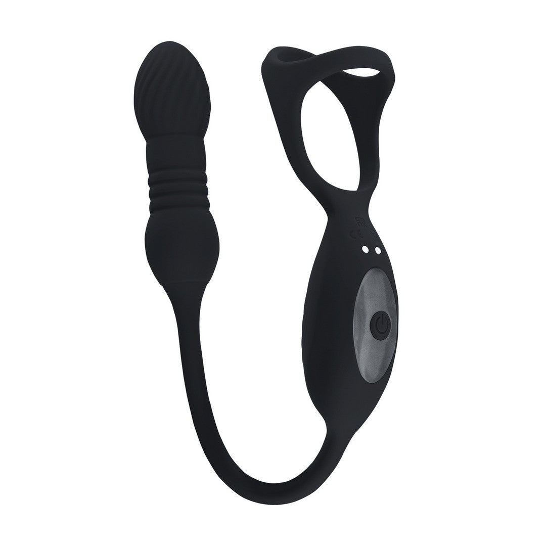 ANEL PARA O PÉNIS VIBRATÓRIO COM IMPULSO E ESTIMULADOR PRETO LEVELZ