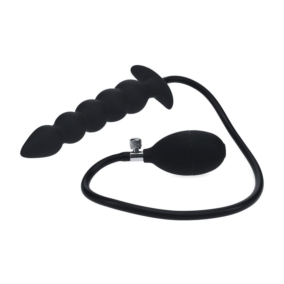 PLUG ANAL DE SIICONE INSUFLÁVEL COM PÉROLAS PRETO LEVELZ