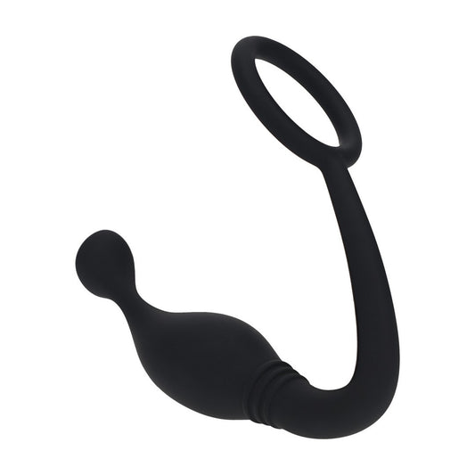 ESTIMULADOR DE PRÓSTATA COM ANEL DE SILICONE L PRETO LEVELZ