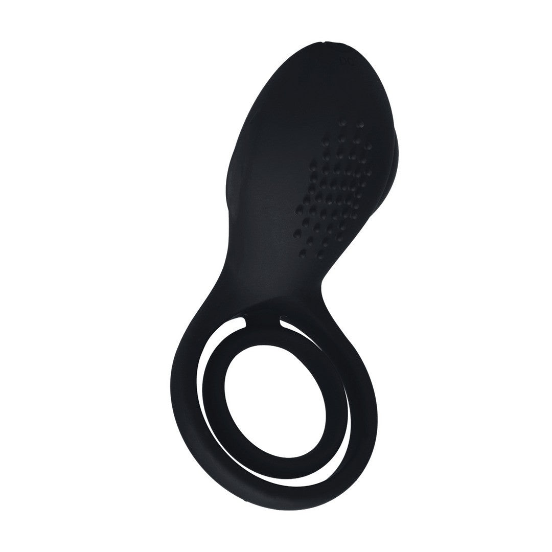 ANEL PARA O PÉNIS E TESTÍCULOS COM VIBRAÇÃO E ESTIMULADOR COM ASAS PRETO LEVELZ