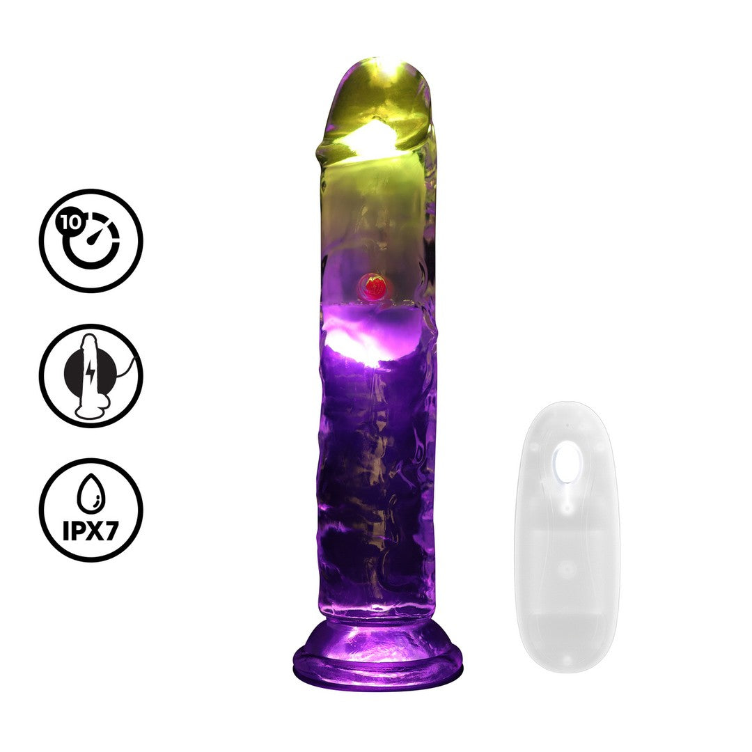 VIBRADOR COM LED E COMANDO LED VIBRATING STRAIGHT COCK 7/ 18 CM REALROCK