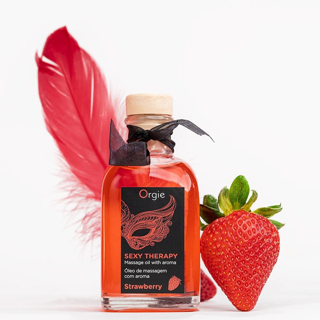 KIT DE MASSAGEM BEIJÁVEL SEXY THERAPY MORANGO ORGIE 100ML