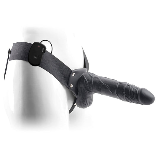 STRAP-ON OCO COM VIBRAÇÃO E TESTÍCULOS REAL RAPTURE AIR FEELING 8 PRETO